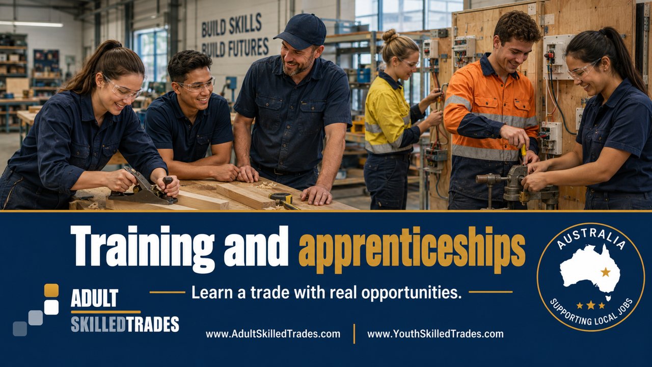 Training and apprenticeships in Australia — poster