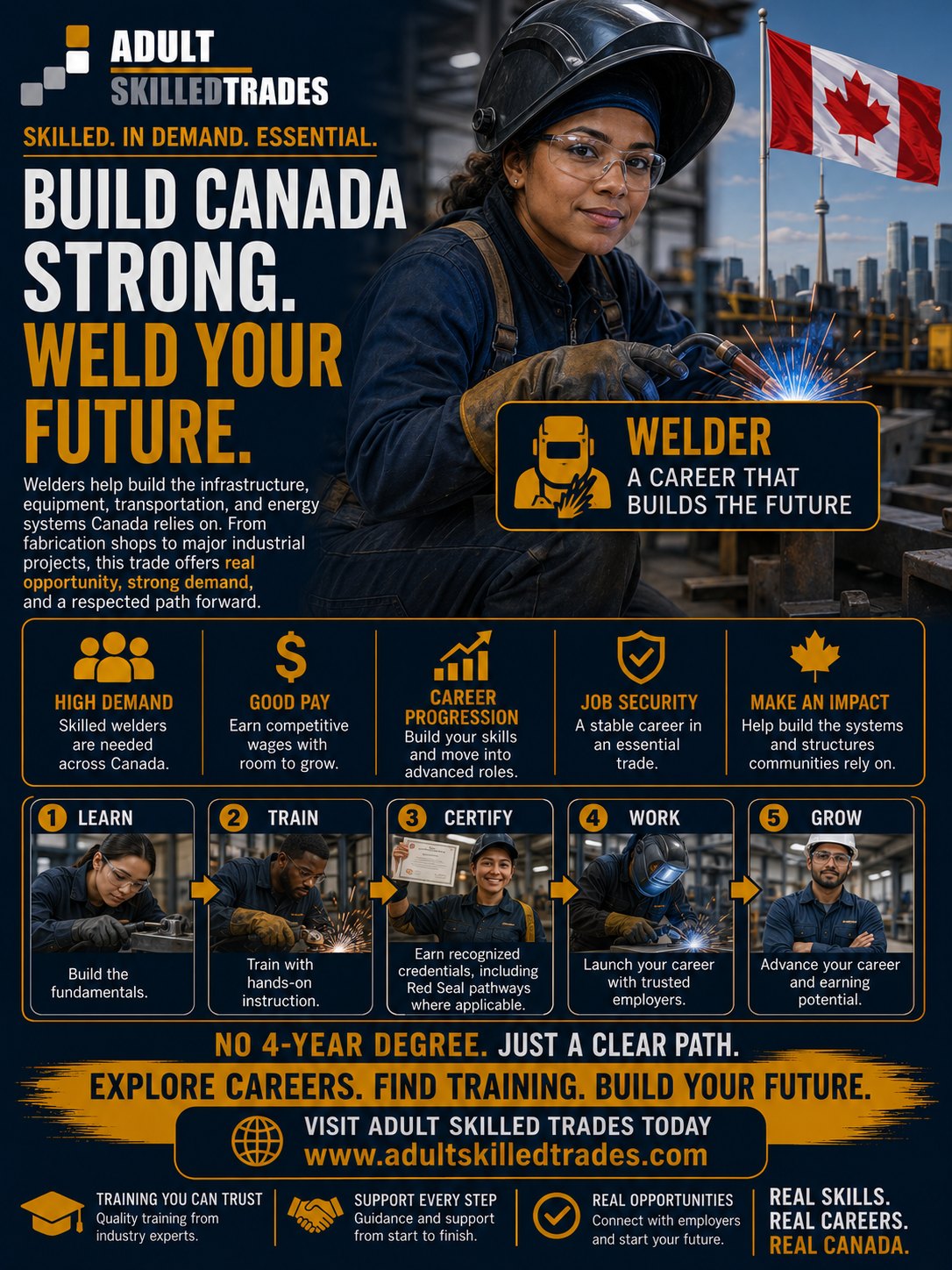 Build Canada strong, weld your future — Canada trades poster