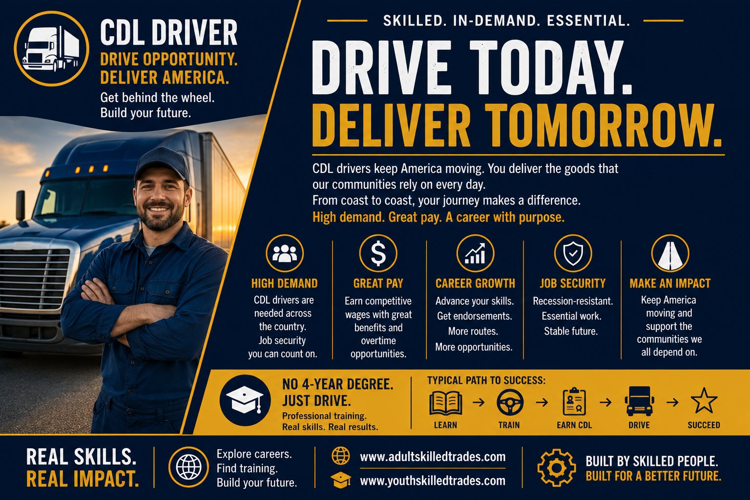 CDL Driver — Drive Today Deliver Tomorrow career poster