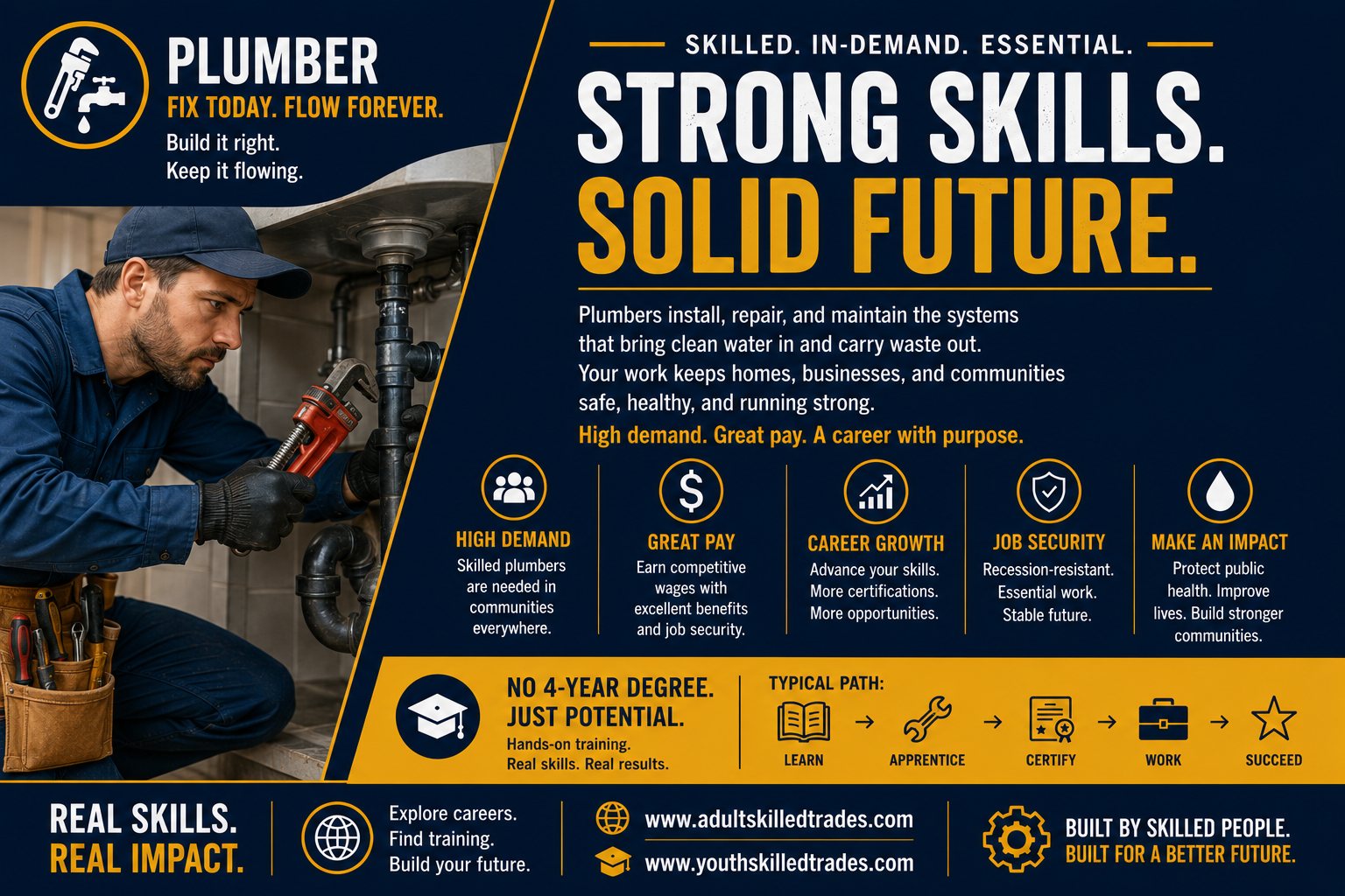 Plumber β Strong Skills Solid Future career poster