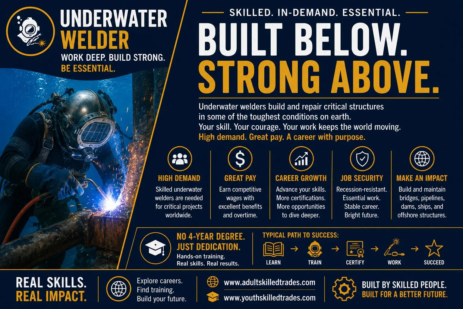 Underwater Welder. Built Below Strong Above career poster